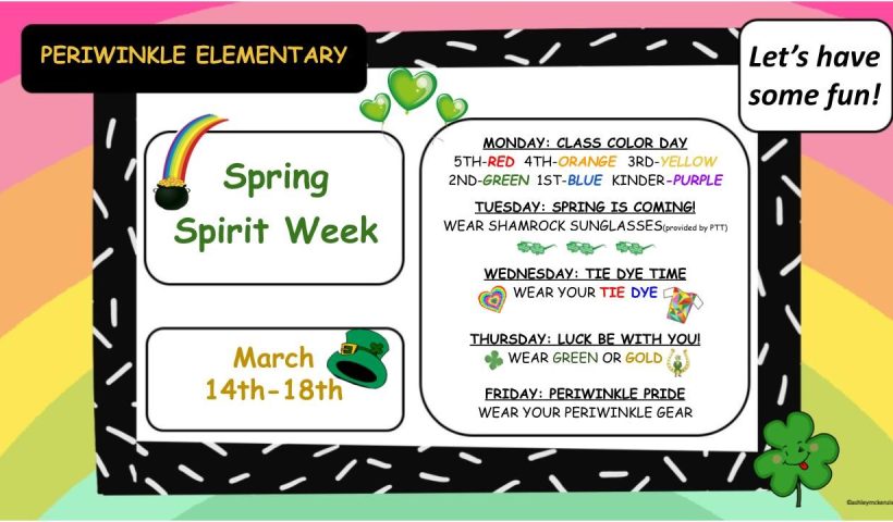 Spring Spirit Week - March 14-18